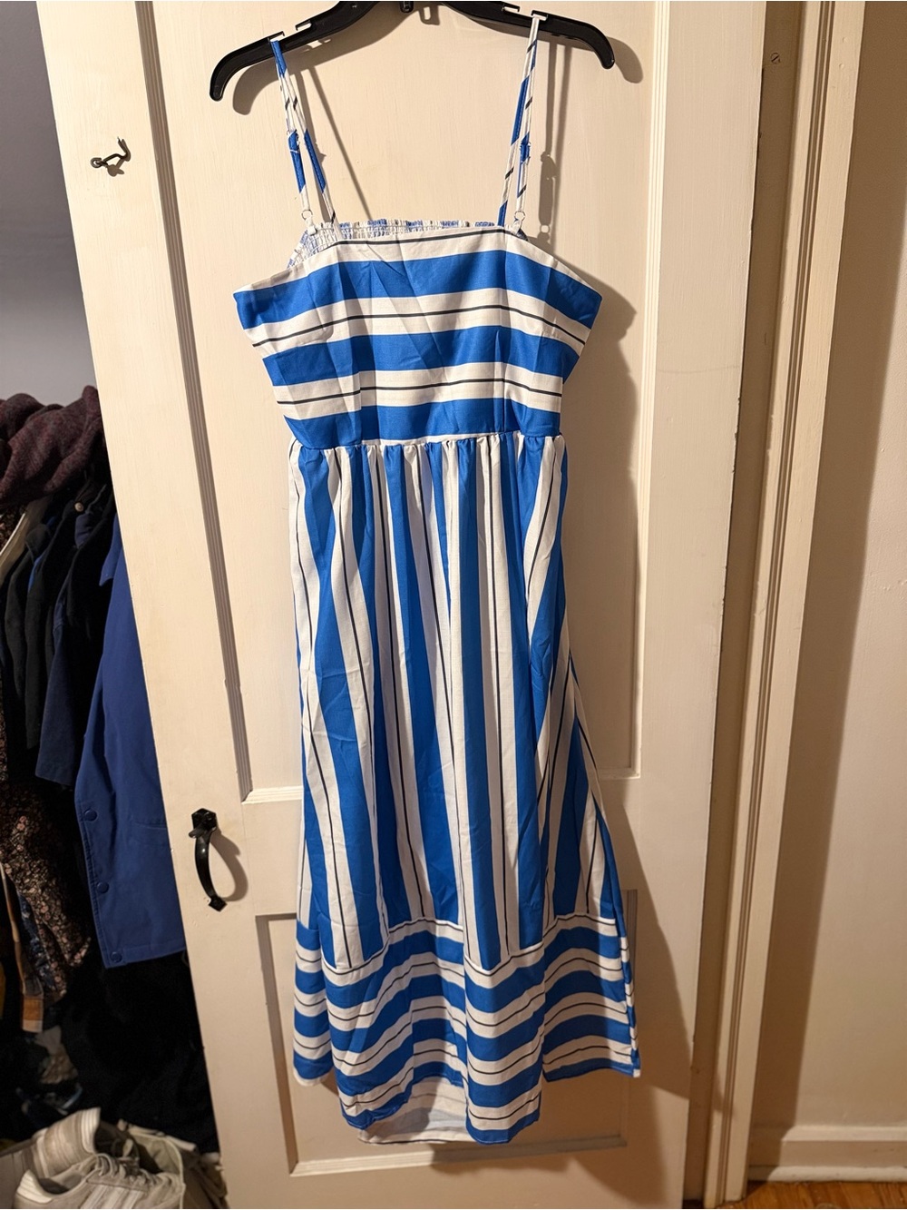 Blue and White Striped Sundress - Spaghetti Strap Cutout Back Maxi Dress
